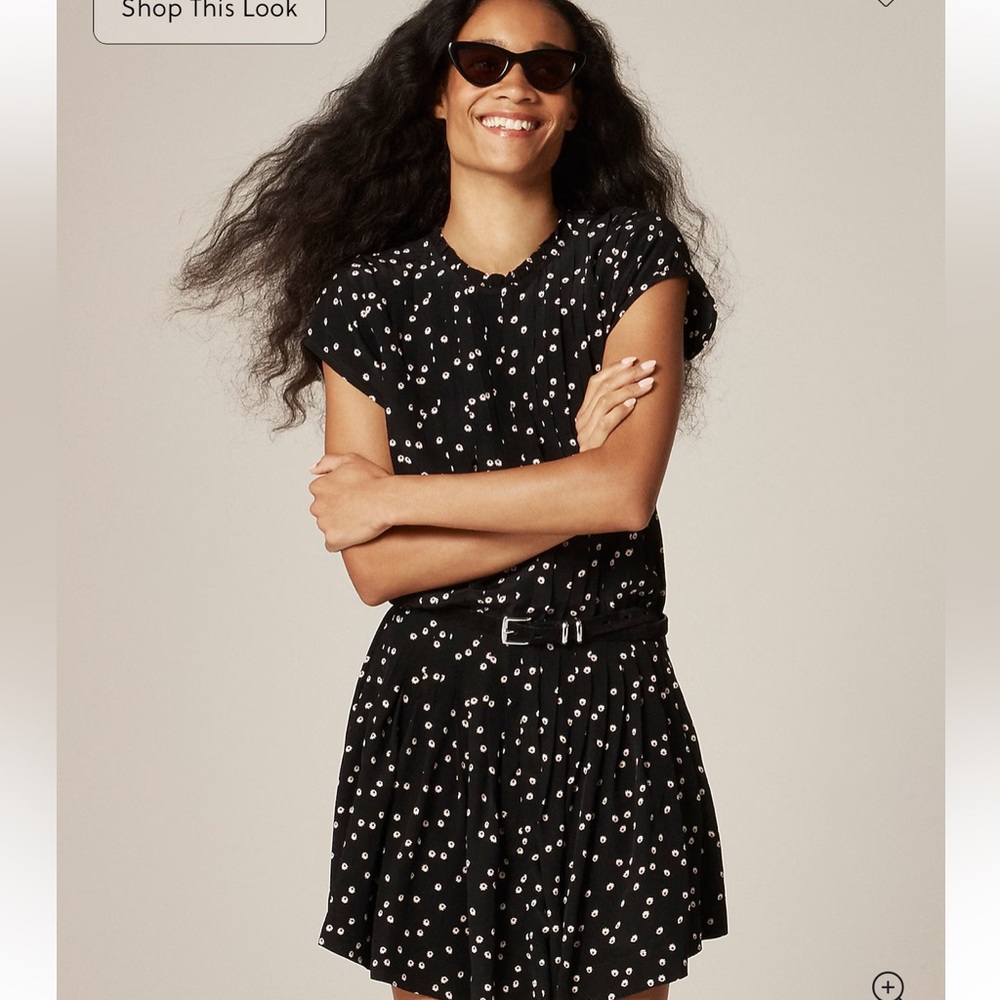 J crew Pintuck shift dress in midnight floral print xs new